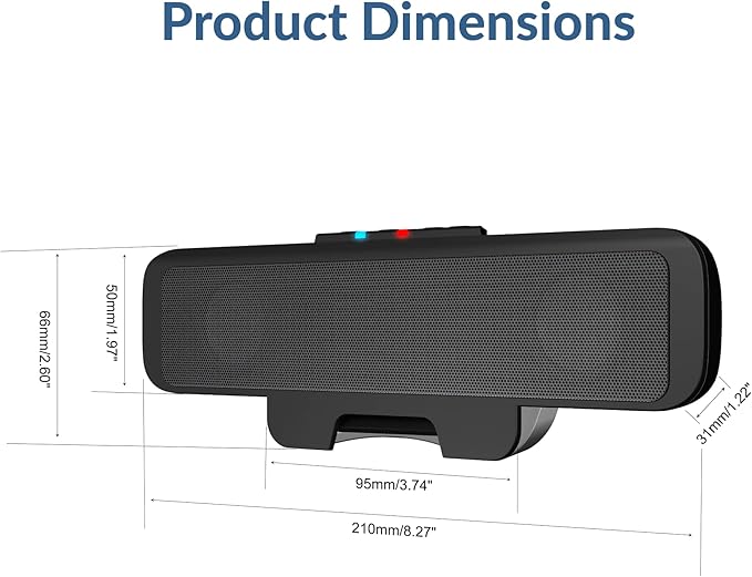 Cyber Acoustics USB &amp Bluetooth Speaker Bar (CA-2890BT) – USB Powered Speaker with Speakerphone for PC and Bluetooth to Simultaneously Connect to Smartphones Clamps to Monitor Convenient Control