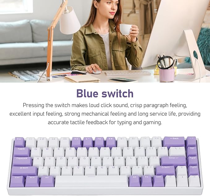 Vikye Mechanical Gaming Keyboard 3 - Modes 68 Keys Hot Swappable Keyboard with RGB Backlight for Laptop PC BT / 2.4GHz / Type - C