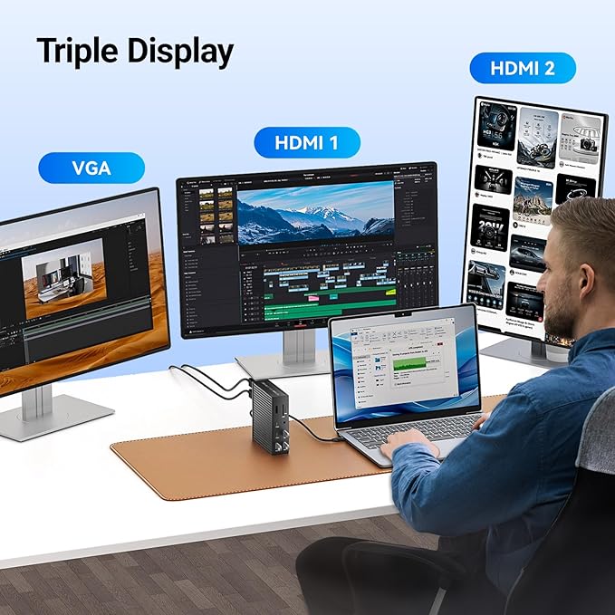 ACASIS USB C Docking Station Dual Monitor16-in-1 Laptpop Docking Station with 2* HDMIVGA2.5G EthernetSD/TF10Gbps USB-C 3.13.5mm AudioPD100WUSBC Hub for Dell/Lenovo/HP/ThinkPad (Black)