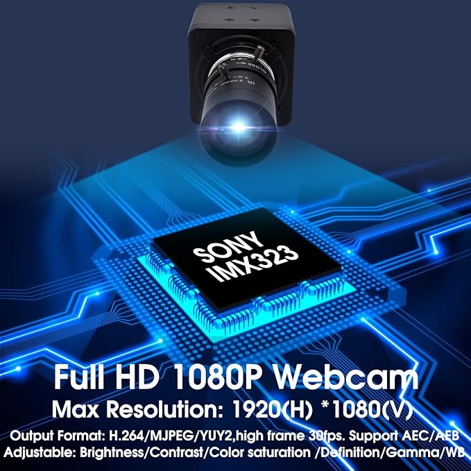 SVPRO 1080P Webcam with Zoom Lens 5-50mm 10X Optical ZoomManual FocusH.264 Low Light PC Camera with IMX323 Sensor USB Comptuer Camera for StreamingVideo ConferenceStudio Recording