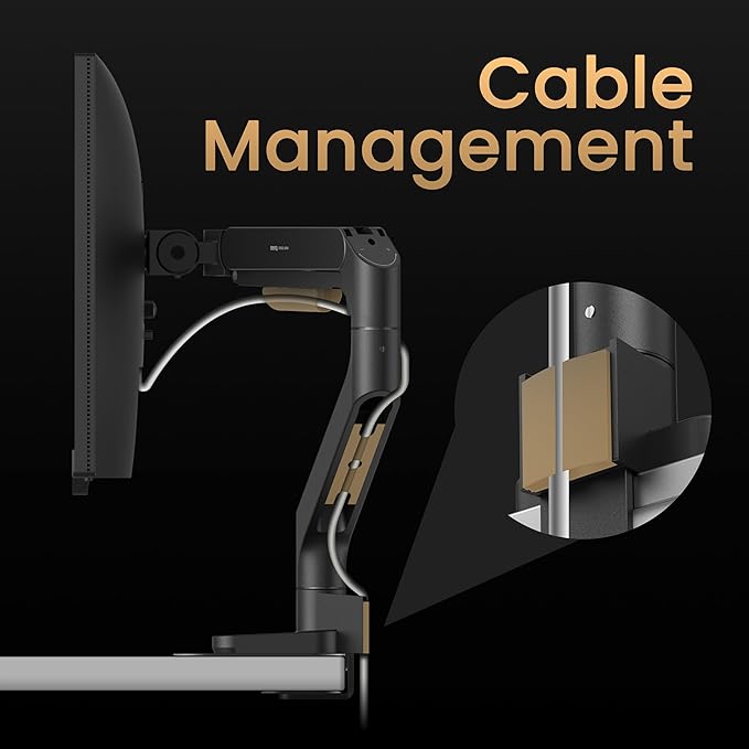 BenQ BDH01 Dual Monitor Arm -Gas Spring Monitor Stand for 2 Screens Up to 35'' &amp 44lbs Heavy Duty Quick Installation No Sagging Top Clamp and Grommet Base Reinforcement Plate VESA 75x75 &amp
