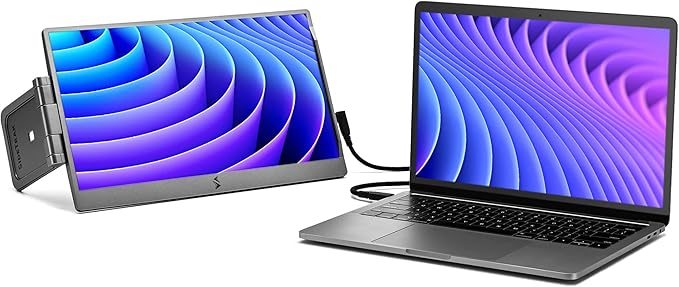 SideTrak Swivel 14 Portable Monitor for Laptop Screen Extender with Patented Swivel Hinge Attachable Travel Monitor Dual Screen FHD Display USB-C® &amp HDMI (Dark Gray)