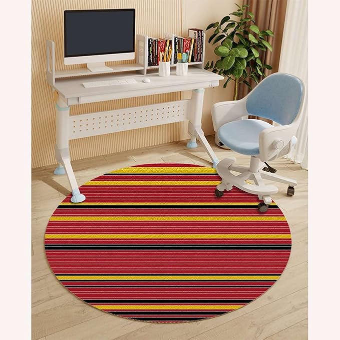 Rainbow Multicolor PU Leather Office Chair Mat for Hardwood and Tile Floor Horizontal Colored Stripes Pattern Floor Mats Wood/Tile Protection Mat for Office &amp Home Abstract Diameter 59 in