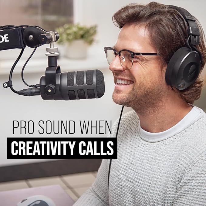 RØDE PodMic USB Versatile Dynamic Broadcast Microphone With XLR and USB Connectivity for Podcasting Streaming Gaming Music-Making and Content Creation (Black)