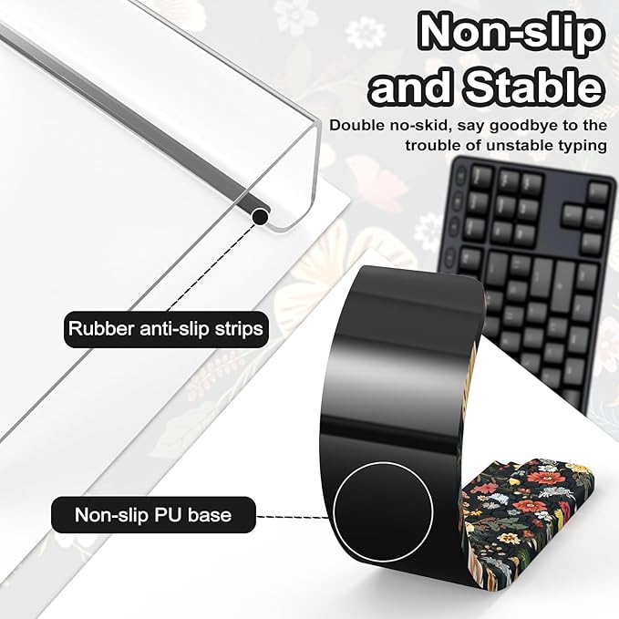 HAOCOO Keyboard Stand for Desktop Acrylic Tilted Key Board Holder 3-Level Height Adjustment Keyboard Riser for Easy Ergonomic Working Wrist Rest for School Desk Accessories