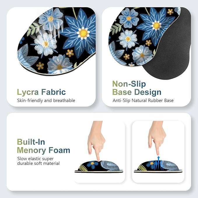 Large Gaming Mouse Pad Set 4 in1 Ergonomics Keyboard Desk Mat with Memory Foam Wrist Rest Computer PC Extended Game Mousepad Non-Slip Desk Pad Matt Easy Typing Pain Relief I Forget-me-not