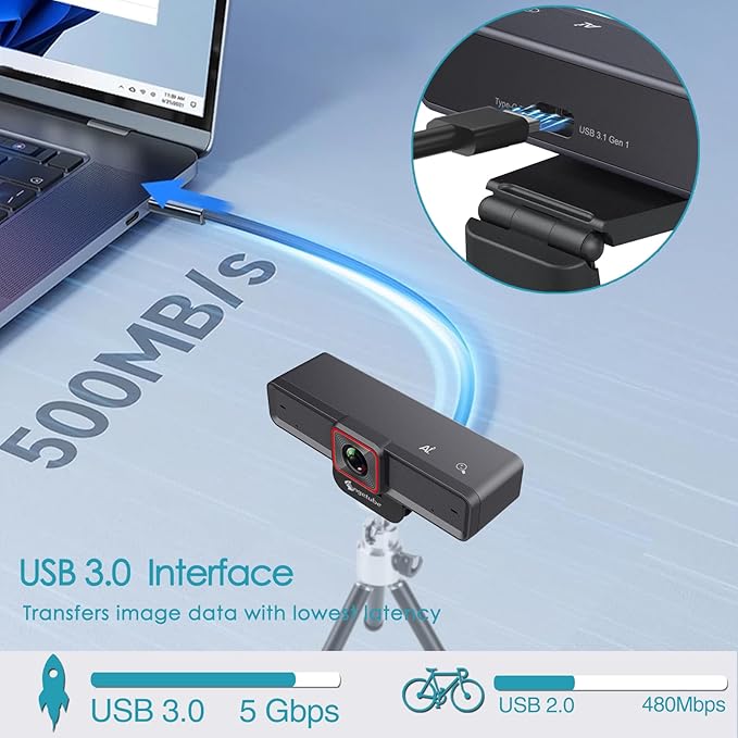 Angetube 4K AI Webcam: AI-Tracking Web Camera Dual AI Noise-Cancelling Microphones - HDR-Enabled USB 3.0 Remote Control Sony_Sensor Adjutable Field of View Work with Teams Zoom Webex