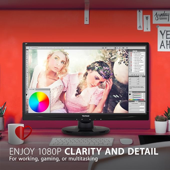 ViewSonic VA2446MH-LED 24 Inch Full HD 1080p LED Monitor with HDMI and VGA Inputs for Home and OfficeBlack