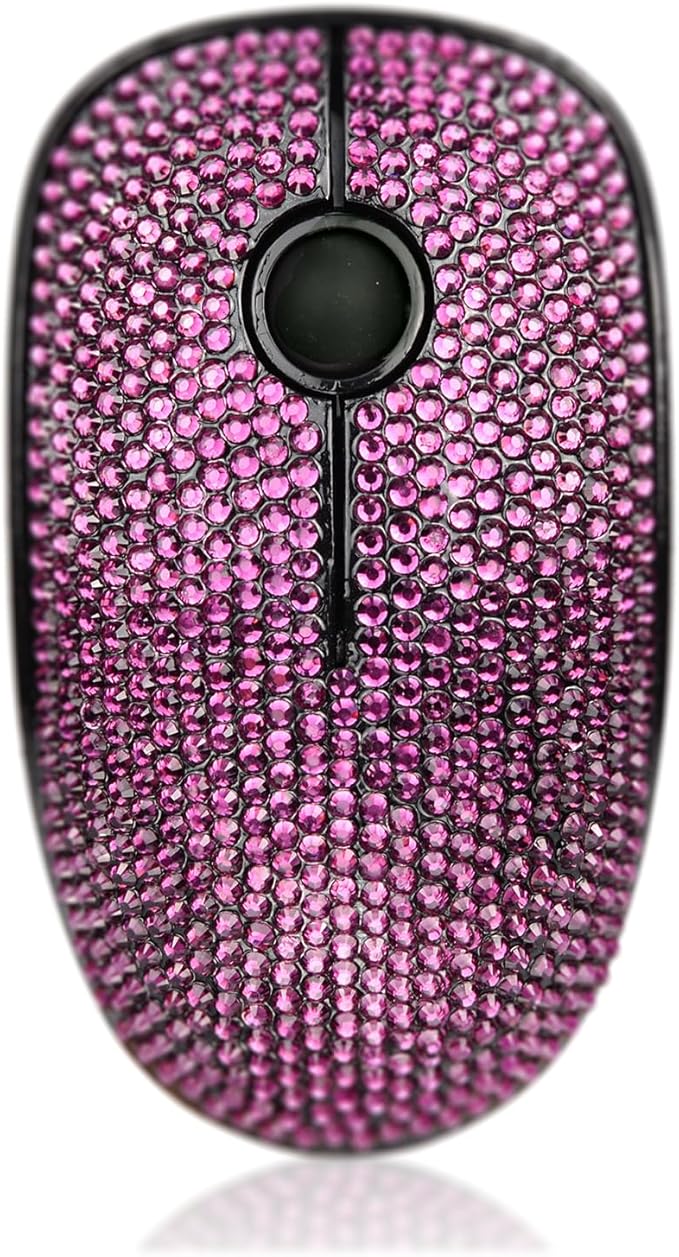 Bling Dazzling 2.4G Wireless Mouse Covered with Crystal Diamond Rhinestone for Laptop Notebook PC Computer MacBook Great Gift idea for Her - Light Purple