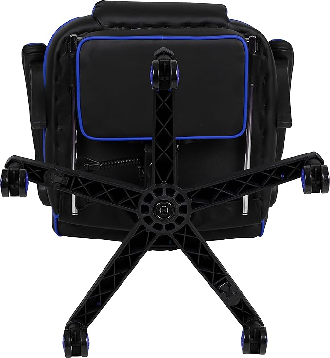 Flash Furniture X40 Gaming Chair Racing Ergonomic Computer Chair with Fully Reclining Back/Arms Slide-Out Footrest Massaging Lumbar - Black/Blue