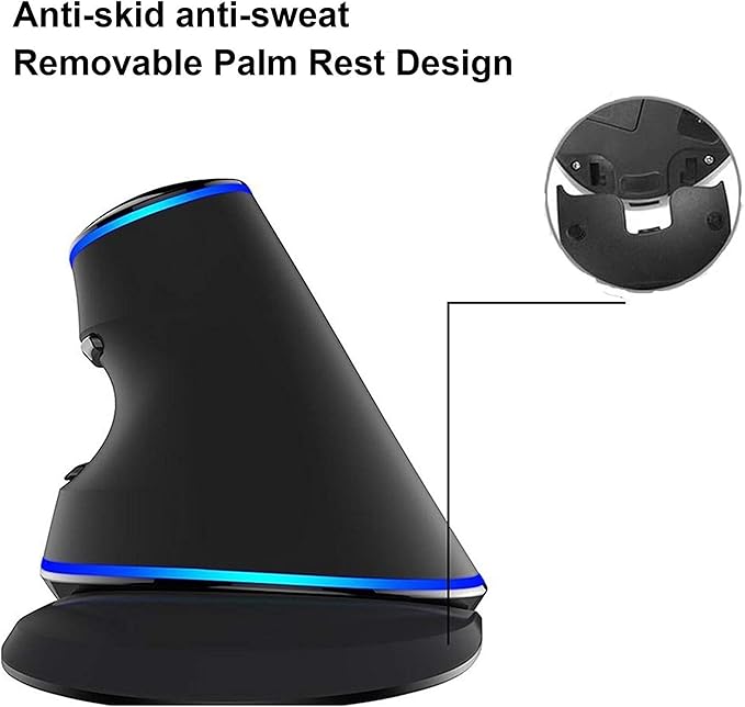 J-Tech Digital Wired Ergonomic Vertical USB Mouse with Adjustable Sensitivity (600/1000/1600 DPI) Scroll Endurance Removable Palm Rest &amp Thumb Buttons [V628]