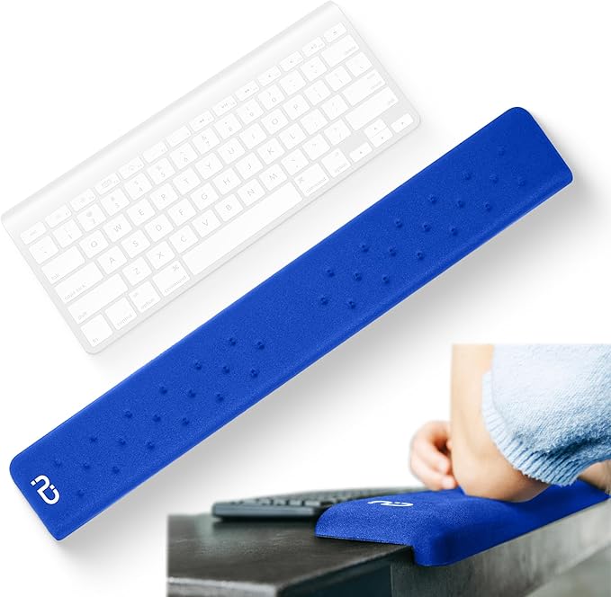 EdgeRest PostureUp L-Shaped Desk Long Wrist Rest Elbow Forearm &amp Wrist Comfort Support for Table or Desk Edge Non-Slip Memory Foam Padding Ergonomic Design for Work Universal Fit Blue