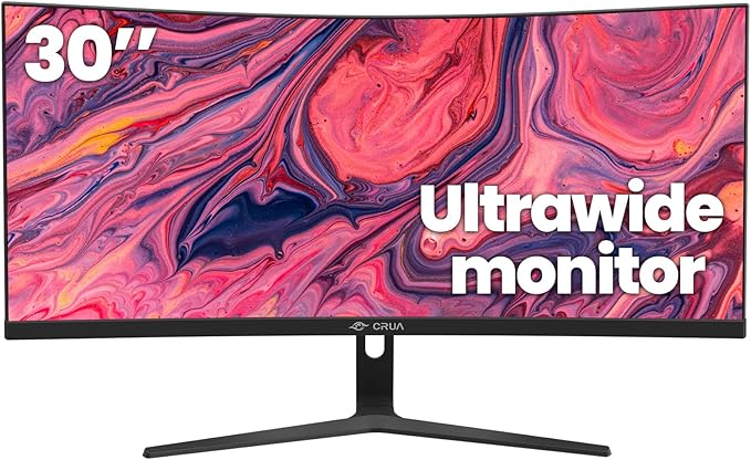 CRUA 30Inch Ultrawide Curved Monitor 21:9 FHD(2560x1080P) VA Computer Monitor 120% sRGB 100HZ 1500R PC Monitors Support FreeSync Wall-Mounted with HDMI/DP Display Port-Black