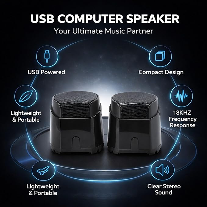 D2 USB Powered Speaker Home Portable Wired Speaker Subwoofer Multimedia Speakers for Computer Phone Laptop