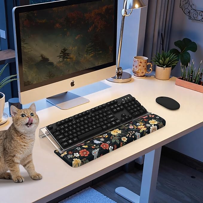 HAOCOO Keyboard Stand for Desktop Acrylic Tilted Key Board Holder 3-Level Height Adjustment Keyboard Riser for Easy Ergonomic Working Wrist Rest for School Desk Accessories