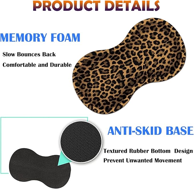 Extended Gaming Mouse Pad Desk Pad Keyboard Pad Mouse Wrist Rest and Coaster Anti-Slip Rubber Base Mouse Pad Suitable for Gaming and Office Leopard Print