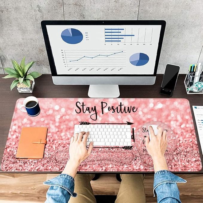 LATEEFAH Mouse Pad with Wrist Rest Large Mouse Pad Ergonomic Gaming Desk Pad Keyboard Wrist Rest Set 4-in-1 Desk Mat Keyboard Mat for Home Office