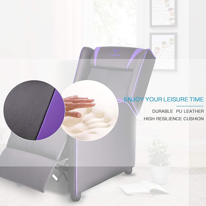 VITESSE Gaming Recliner Chair Racing Style Single PU Leather Sofa Modern Living Room Recliners Ergonomic Comfortable Home Theater Seating Purple