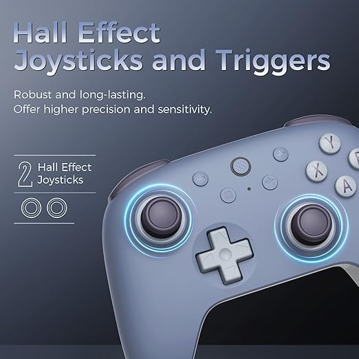 AKNES 8Bitdo Ultimate 2C Wireless 2.4G Controller for Windows PC and Android Gamepad with Hall Effect Joysticks and Hall Triggers 1000Hz Polling Rate Remappable L4/R4 Bumpers - Blueberry