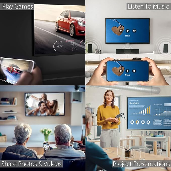 j5create ScreenCast HDMI Wireless Display Adapter Receiver - Mirror Phone Tablet Laptop to HDTV - Compatible with MiraCast AirPlay Android Windows 10 PC iOS iPhone Tablet (JVAW56)