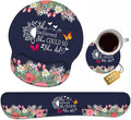 Keyboard Wrist Rest + Mouse Pad Wrist Support Set with Coasters She Believed She Could So She Did Inspirational Quote Design Non-Slip PU Base Ergonomic Mousepad for Home Office Working Studying