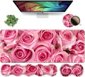 Ergonomic Keyboard Wrist Rest and Mouse Pad Wrist Rest Set Large XXL Gaming Mousepad 31.5x 11.8 Memory Foam Easy Typing Pain Relief Multifunctional Desk Mat for Office &amp Home Pink Roses