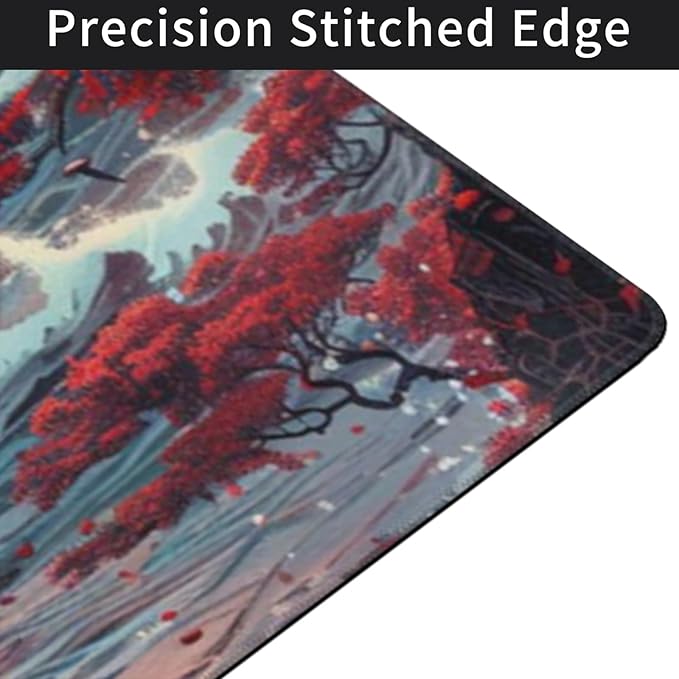 Japanese Desk Mat - 48 x 24 Inches - Sea Wave Extended Big Mouse Pad LargeXXXL Gaming Mouse Pad Desk Pad with 3mm Non-Slip Base and Stitched Edge for Home Office WorkFantasy Artwork Style