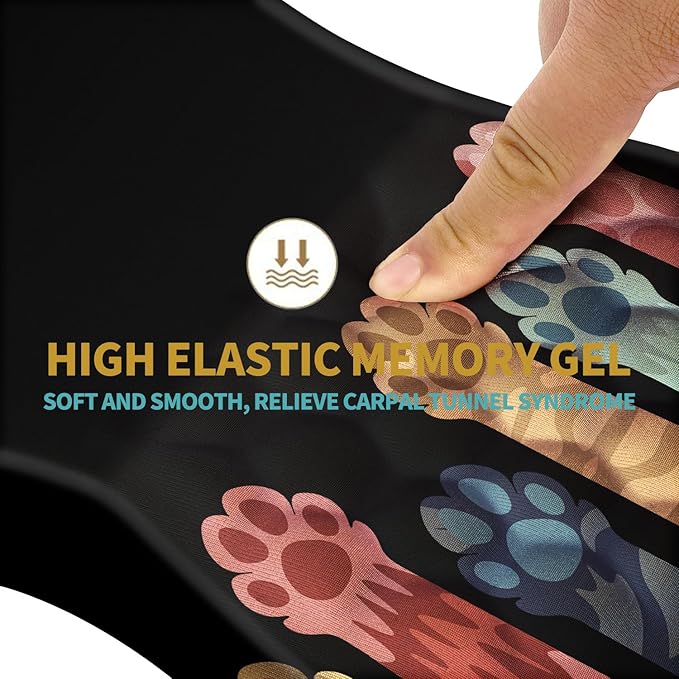 Hokafenle Ergonomic Mouse Pad Wrist Support with Massage Design Wrist Rest Pain Relief Mousepad with Memory Foam&ampNon-Slip PU Base Mouse Pads for Wireless Mouse &amp Desk (12x8 inchPaw)