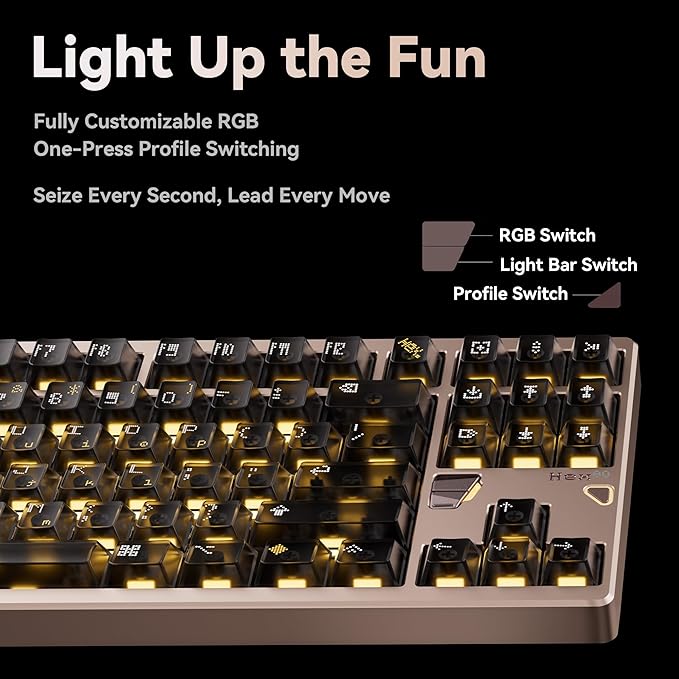 ATK x QK Hex80 HE Magnetic Gaming Keyboard 80% TKL CNC Aluminum Hall-Effect Ti Switches 8 kHz Polling Rapid Trigger RGB Backlight (Sand Gold)