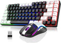 RedThunder K84 Wireless Keyboard and Mouse Combo Rainbow Backlit Rechargeable Battery 75% Layout TKL Ultra Compact Gaming Keyboard &amp Lightweight 3200 DPI Honeycomb Optical Mouse (Black-White)