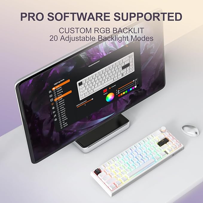X82 Wired Gaming Keyboard with Volume Knob60% Mechanical Keyboard Gasket Mount RGB Backlit with SoftwareMini Keyboards with 66 Keys Hot Swappable Red SwitchTranslucent Characters White