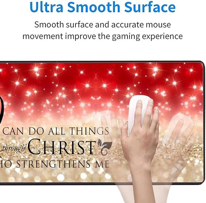 Large Gaming Mouse Pad Keyboard Wrist Rest pad + Mouse Wrist pad + Coaster Set Extended Waterproof Non-Slip Table mat Suitable for Home Office Learning Games - Bible Verse Pink Philippians 4-13