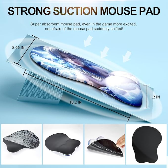 Cute Soft Sexy Cartoon 3D Big Breast Boobs Silicone Wrist Rest Support Mouse Pad Mat Gaming Mousepad 3D Mouse Pads with Wrist Support KG Alpha Frozen Elsa