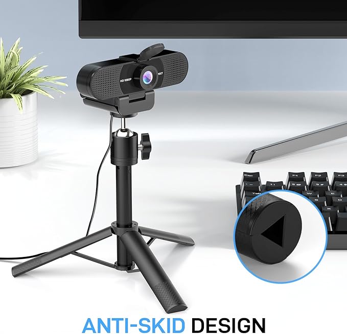 EMEET C960 Webcam with Tripod 1080P Webcam with Microphone Adjustable Height Mini Tripod C960 Web Camera with Privacy Cover Plug &amp Play with Stand for Zoom/Skype/YouTube/FaceTime