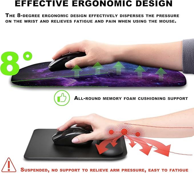 Mouse Pad Wrist Support Ergonomic Mouse Pad with Massage Dot Comfortable Computer Mouse Pad for Laptop Wrist Rest Pain Relief Mousepad with Non-Slip PU Base for Office &amp Home 12 x 8 in