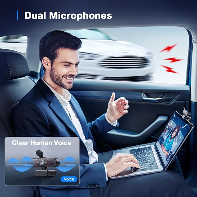 EMEET C960 4K Webcam for PC 4K UHD CMOS Sensor PDAF Auto Focus Dual Omnidirectional Mics Auto Light Correction 73° FOV Plug&ampPlay Webcam w/Privacy Cover Works w/Zoom/Teams/Skype/Google Meet