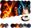 Large Mouse Pad and Keyboard Wrist Rest Desk Pad for Keyboard and Mouse 4-in-1 Large Gaming Mouse Pad with Wrist Support Desk Mat for Home Office Study Game-Flaming Skull