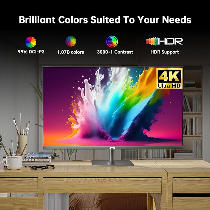 KTC 32 Inch 4K Smart Monitor Google System UHD (3840x 2160) Smart Monitor with Speakers Netflix Licensed Type-C 65W PD WirelessDisplay HDR Hey Google Voice Remot VESA Support (Renewed)