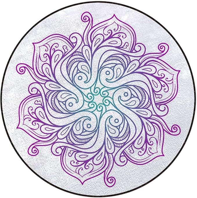 Pink Blue White Non-Slip Area Rug Small Accent Distressed Throw Rugs Floor Carpet for Door Mat Entryway Bedrooms Laundry Room Decor Peace Sign and Swirls Diameter 51 in