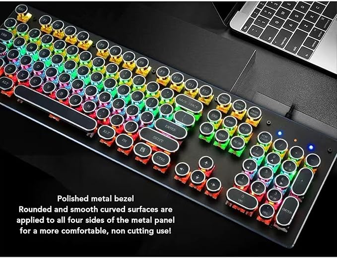 Vikye RGB Backlit Gaming Keyboard 104 Keys Blue Switch Mechanical Keyboard with Multimedia Shortcut Keys Ergonomic Design for 7 8 10 for OS X PC Laptop (Black)