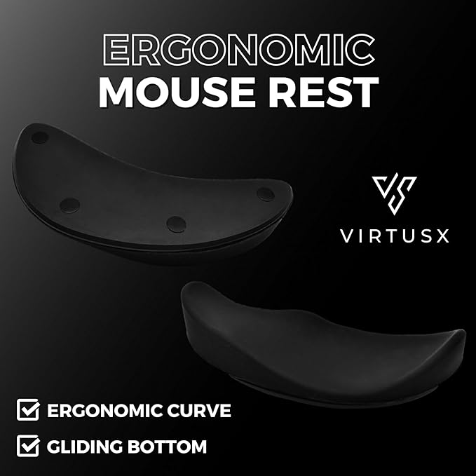Virtusx Ergonomic Mouse Wrist Rest Gliding Palm Wrist Support Sliding Wrist Pad for Office Work Gaming Coding. Designed for Carpal Tunnel Syndrome and Pain Relief (Black)