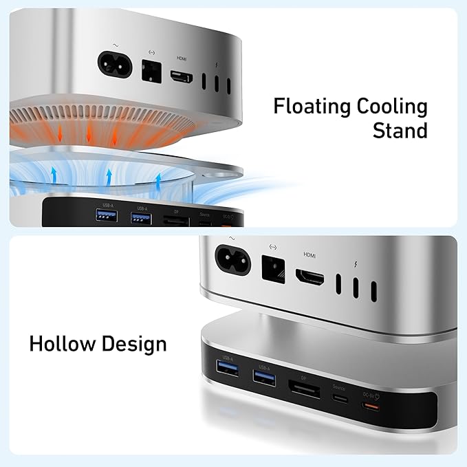 BENFEI Mac mini M4 Dock Mac mini M4 Stand with NVMe SSD Enclosure 4K DisplayPort Hub for Mac mini M4 &ampM4 Pro (2024) 10 Gbps 1 x USB C &amp 1 x USB A 3.2 5 Gbps 3 x USB A 3.0 SD/TF 170 MB/s