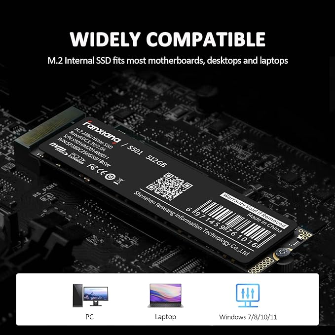 fanxiang S501 512GB NVMe SSD 3D NAND1.3 PCIe Gen3x4 M.2 2280 Internal Solid State Drive (Read/Write Speed up to 2150/1600 MB/s) Compatible with Laptop &amp PC Desktop