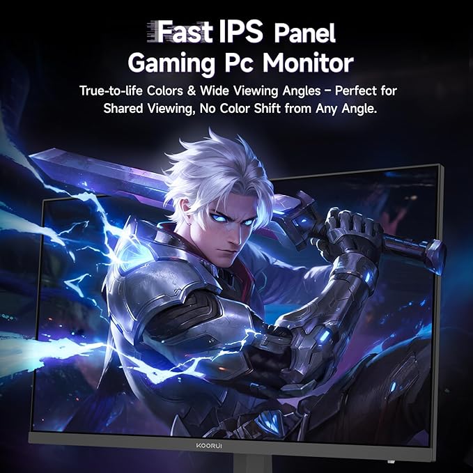 KOORUI 24 inch 240hz Gaming Monitor 2K Fast IPS 1080p Monitor with HDMI 2.0 &amp Display Port 1.4 Support Vesa Mount for PC Gaming