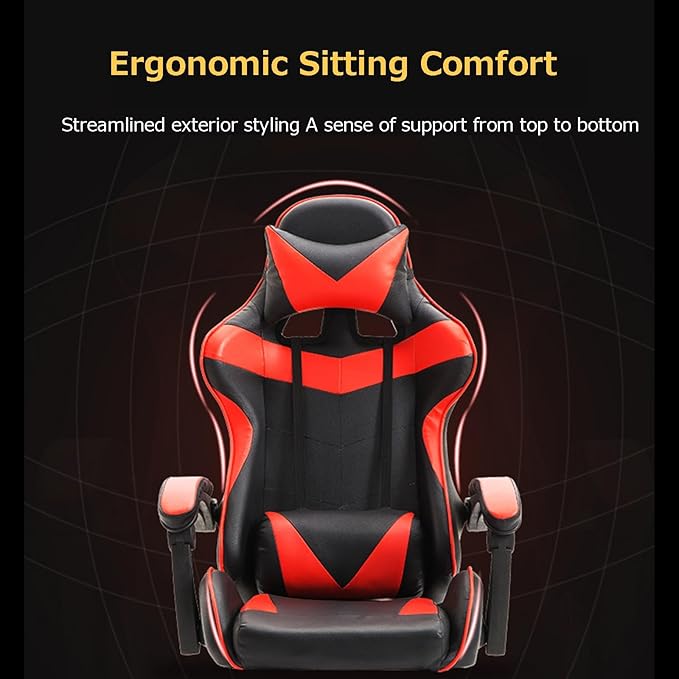 Ergonomic Gaming Chair Iron backrest Comfortable Breathable Office Chair Height Adjustable Computer Chair with Footstool Metal Reclining(BlackBlue_Without)