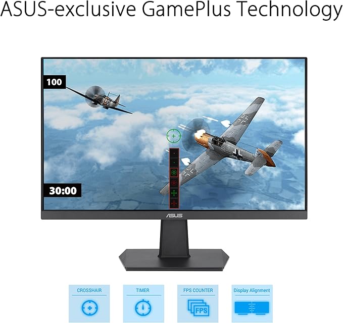 ASUS Eye Care VA24EHF - 24 Full HD Display - Frameless Flicker-Free Blue Light Filter Adaptive Sync - 1ms MPRT 100Hz 16:9 IPS Panel 1920 x 1080 - HDMI Black