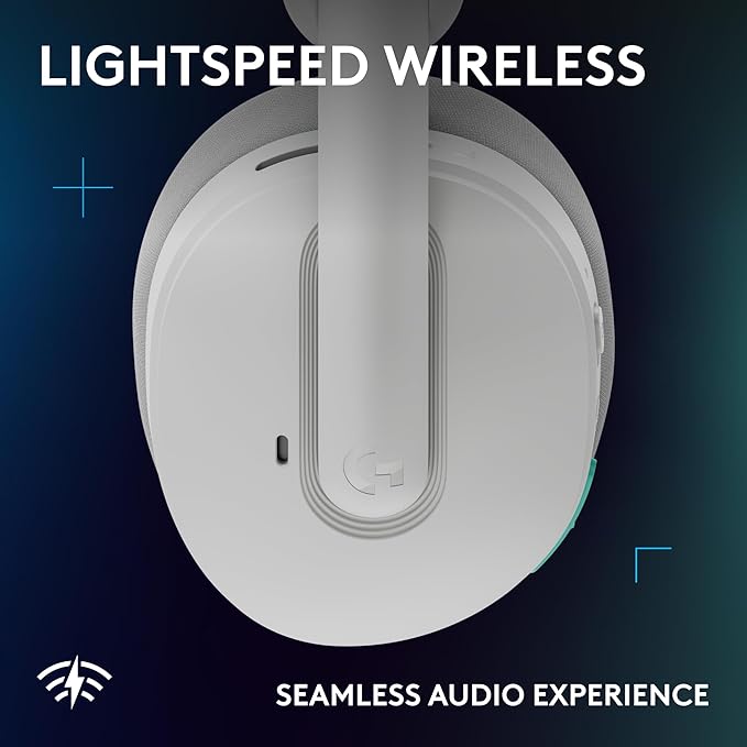 Logitech G325 Lightspeed Wireless Bluetooth Gaming Headset All-Day Comfort Built-in Mic with Noise Reduction 24-Bit Audio 24+ Hr Battery Life for PC PlayStation Switch Mobile – White