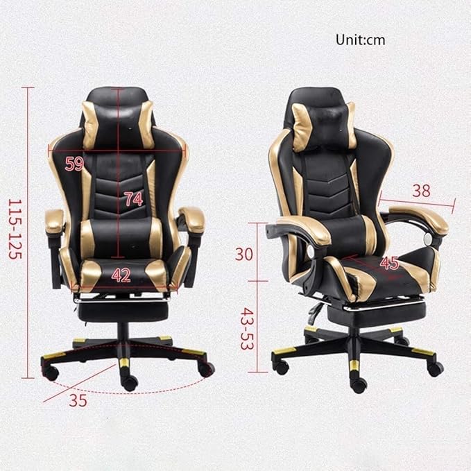 Office Chair E-Sports Chair Ergonomic Office Chair High Back Gaming Chair Swivel Chair Racing Chair Office Chair Computer Chair Chair (Color : Gold) Needed