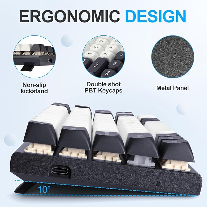 Redragon K701 Rapid Trigger Mechanical Gaming Keyboard 60% Wired with Adjustable Actuation Magnetic Switch 8k Hz Polling Rate RGB Backlit 68 Keys Mini for PC Gamer White/Blue-black