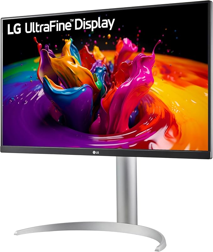 LG 27UP650-W Monitor 27” UHD (3840 x 2160) IPS Display VESA DisplayHDR 400 DCI-P3 95% Color Gamut 3-Side Virtually Borderless Display Height/Pivot/Tilt Adjustable Stand – Silver